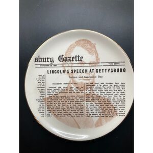 Abraham Lincoln Gettysburg Address 7" Collectors Plate - Civil War Americana